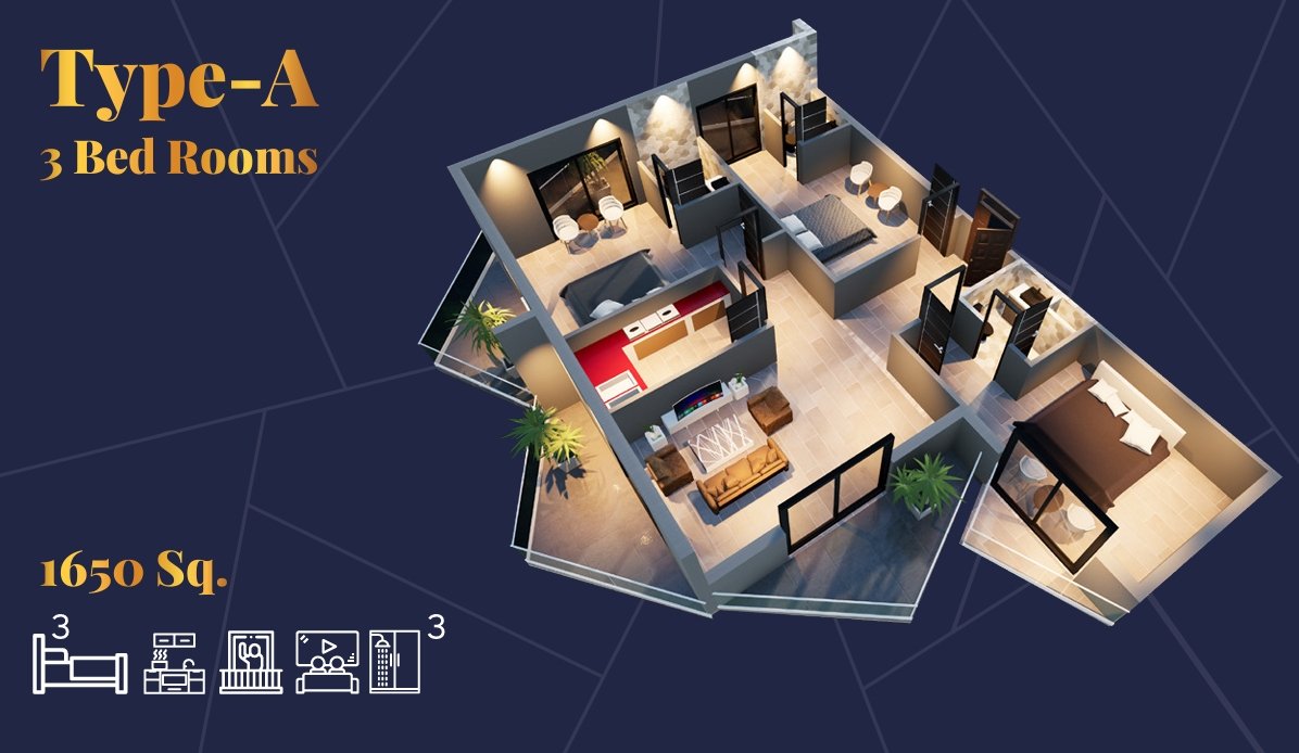 Type A 3 Bed Room